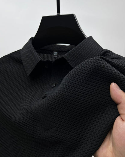 Vinz | Men’s Textured Short Sleeve Button Polo Shirt