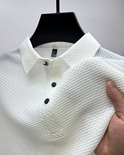 Vinz | Men’s Textured Short Sleeve Button Polo Shirt