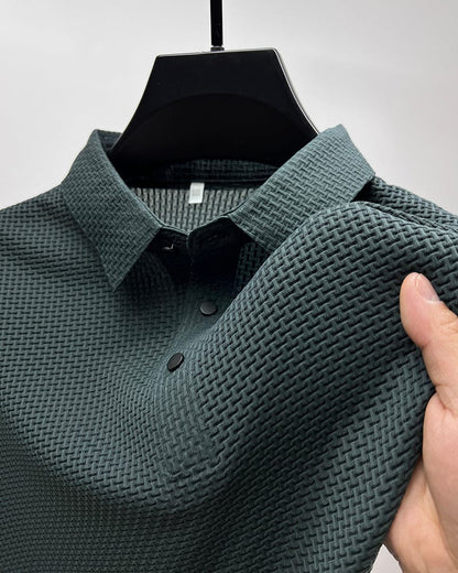 Vinz | Men’s Textured Short Sleeve Button Polo Shirt