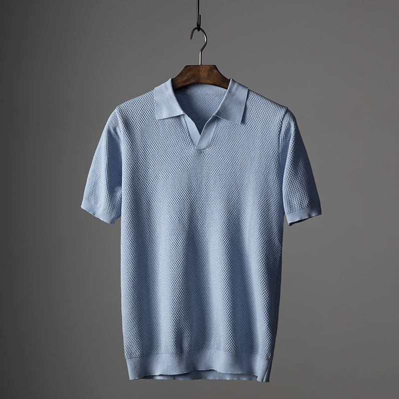Vincent | Men’s Textured Short Sleeve Classic Polo Shirt
