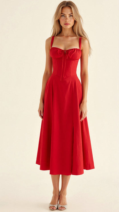Eloise | Floral Chic Corset Midi Dress
