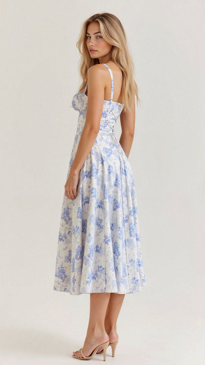 Eloise | Floral Chic Corset Midi Dress