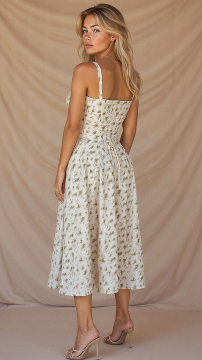Eloise | Floral Chic Corset Midi Dress