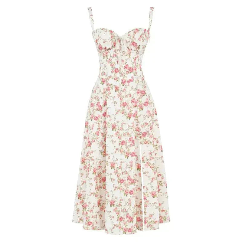 Eloise | Floral Chic Corset Midi Dress