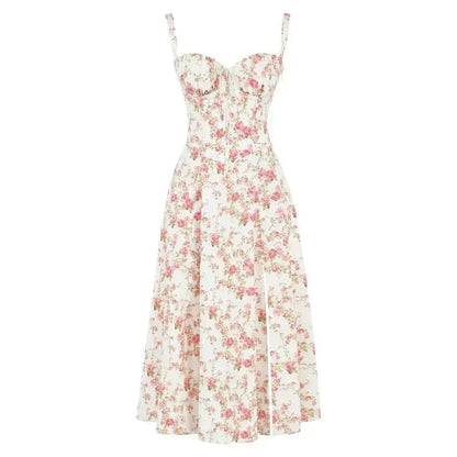 Eloise | Floral Chic Corset Midi Dress
