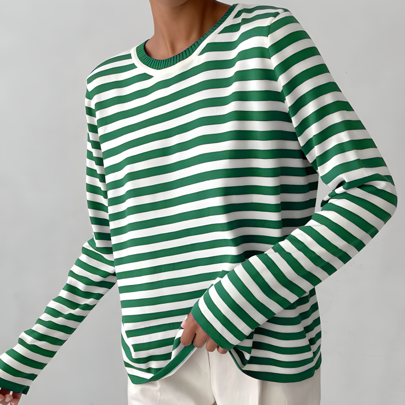 Nora | Women’s Striped Crew Neck Long-Sleeve Top