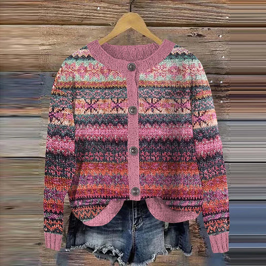 Eloire | Women’s Button-Up Patterned Knit Cardigan