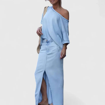 Jenna | Women’s Elegant Off Shoulder Maxi Skirt Set