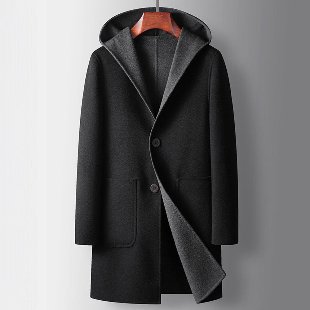 Aga | Men’s Mid-Length Hooded Reversible Wool Coat