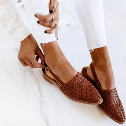 Marivelle | Women’s Woven Pointed Toe Flat Loafers