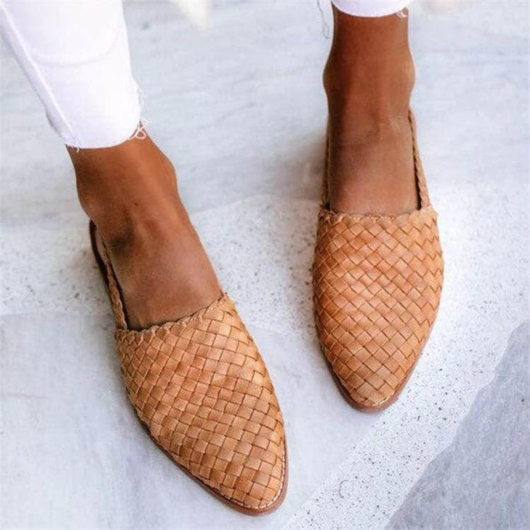 Marivelle | Women’s Woven Pointed Toe Flat Loafers