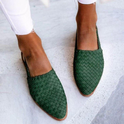 Marivelle | Women’s Woven Pointed Toe Flat Loafers