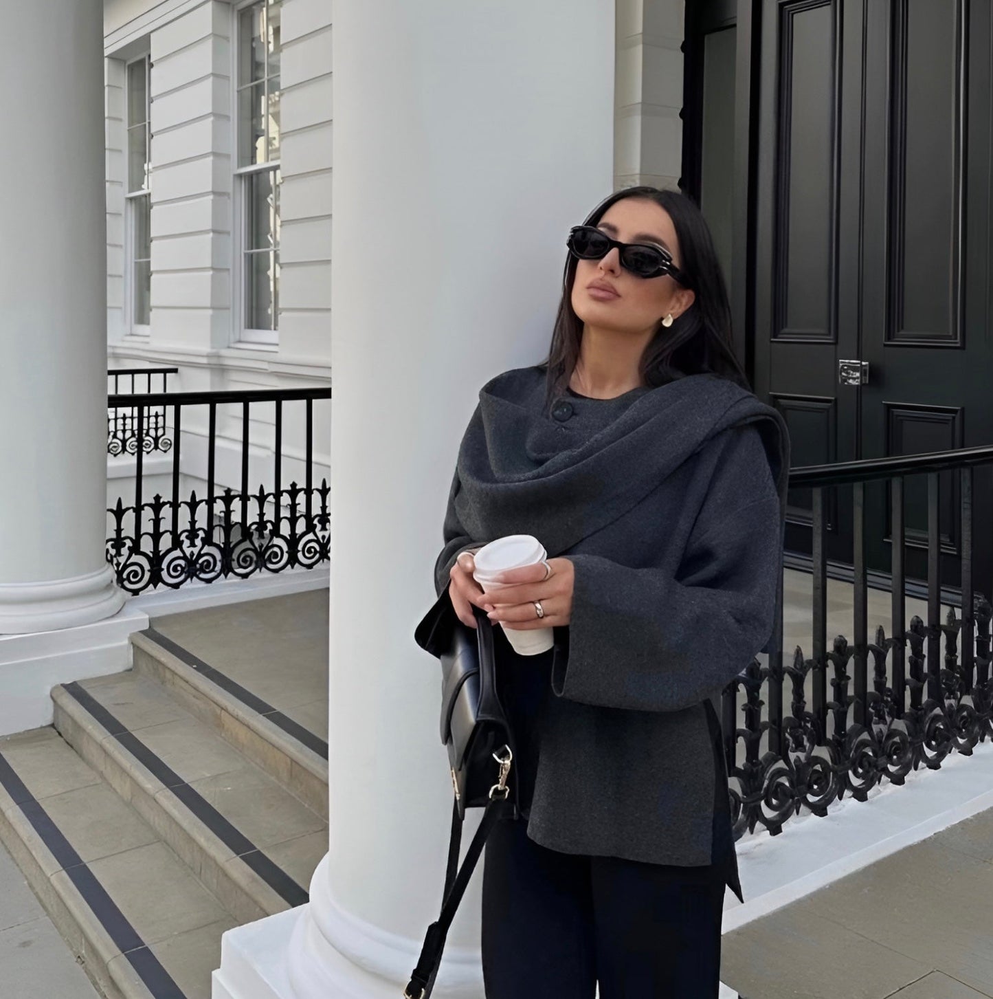 Celeste | Women’s Asymmetric Wool Blend Cape Coat