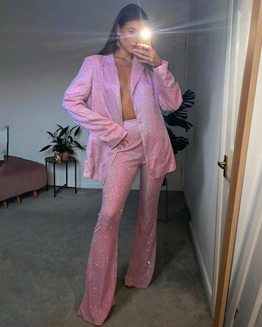 Celeste | Women’s Glitter Blazer & Trousers Set