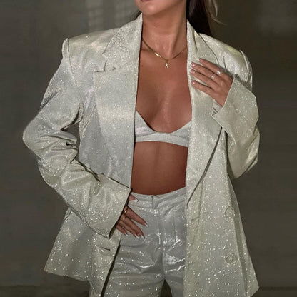 Celeste | Women’s Glitter Blazer & Trousers Set