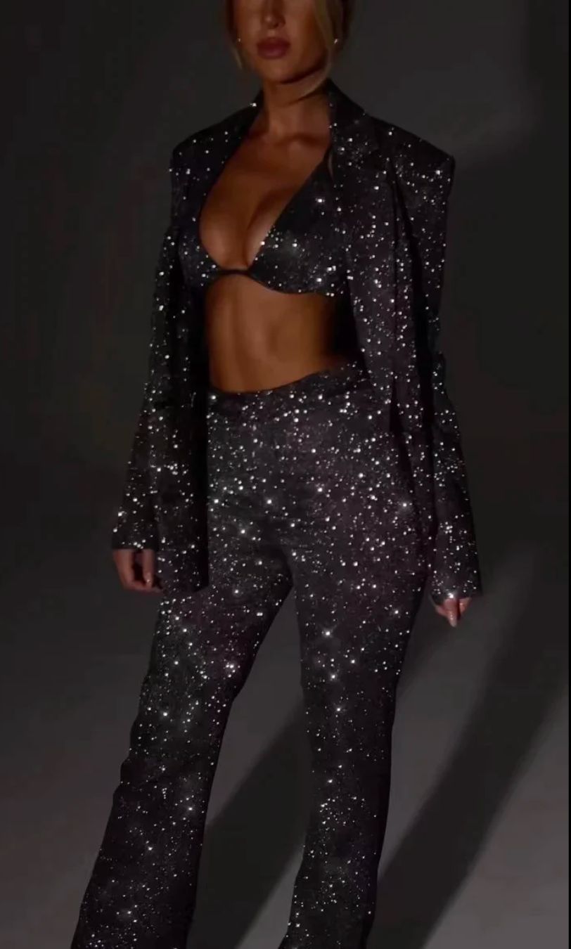 Celeste | Women’s Glitter Blazer & Trousers Set