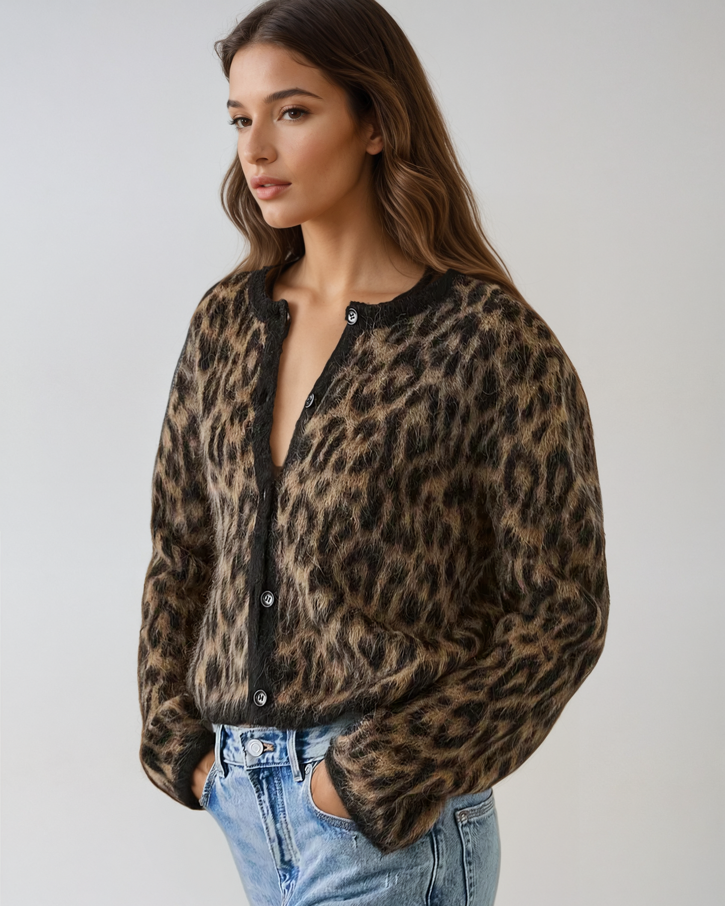 Marissa | Women’s Leopard Print Knit Cardigan with Soft Stretch Fit