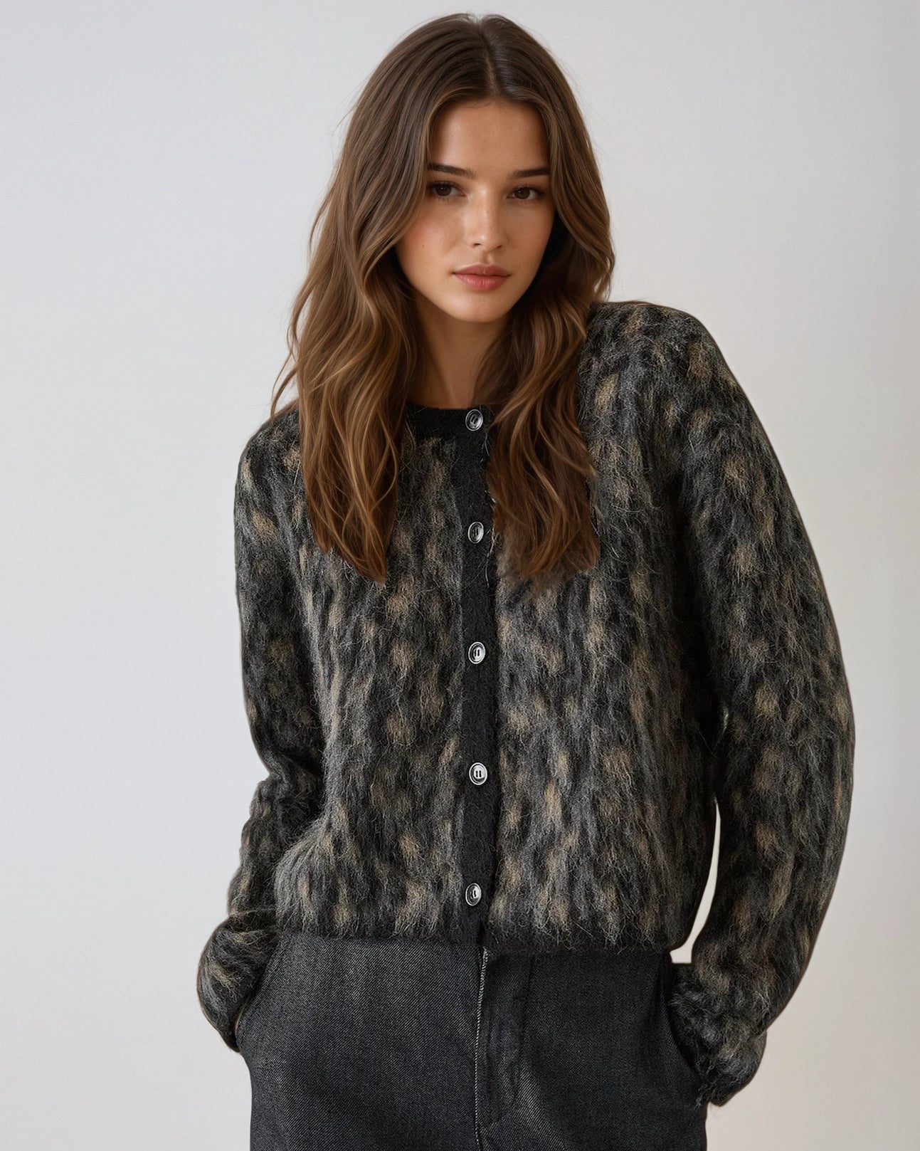 Marissa | Women’s Leopard Print Knit Cardigan with Soft Stretch Fit