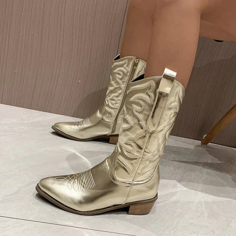 Jolie | Women’s Fashion Cowboy Boots in Shiny Metallic