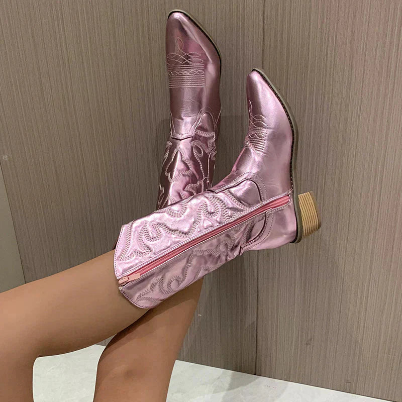 Jolie | Women’s Fashion Cowboy Boots in Shiny Metallic