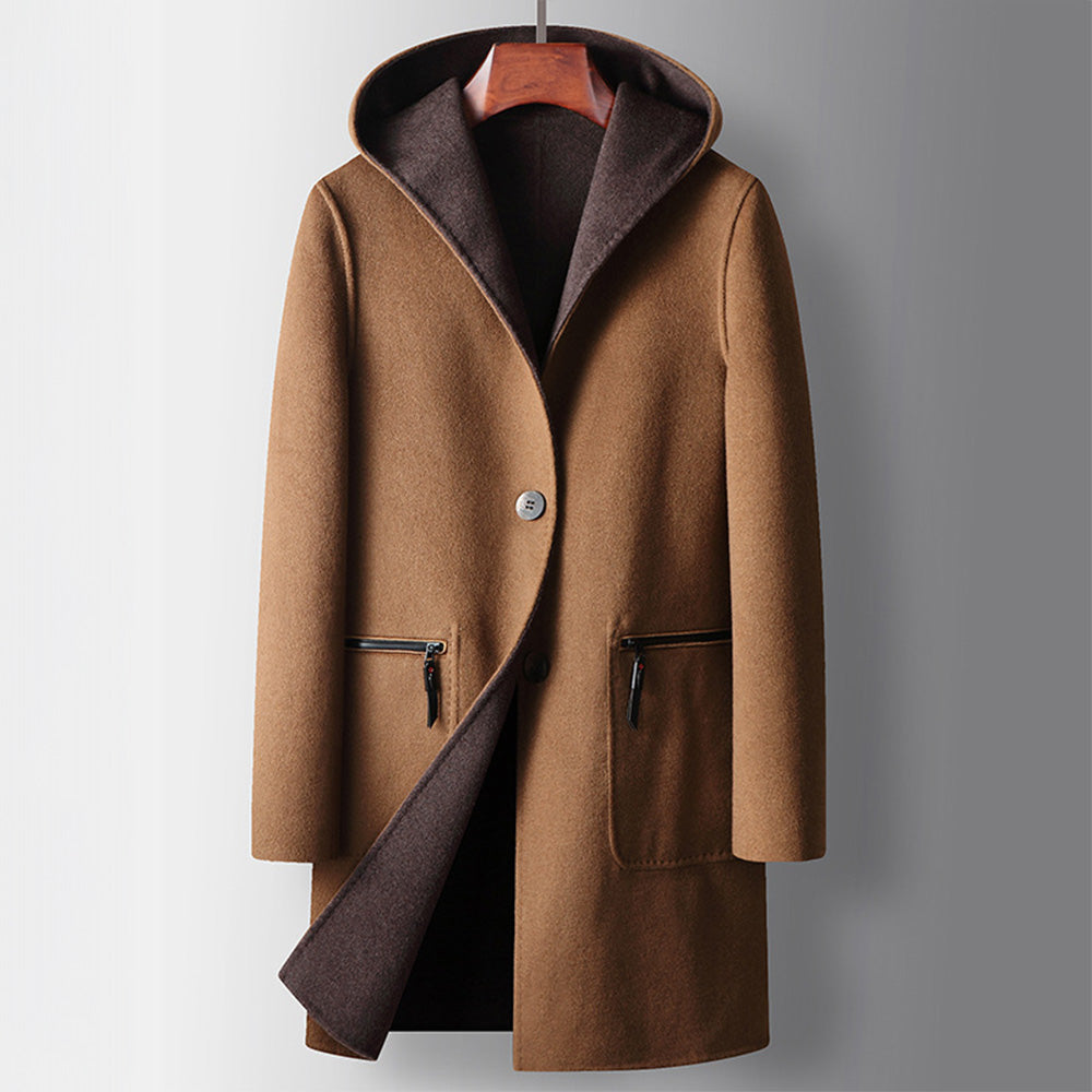 Aga | Men’s Mid-Length Hooded Reversible Wool Coat